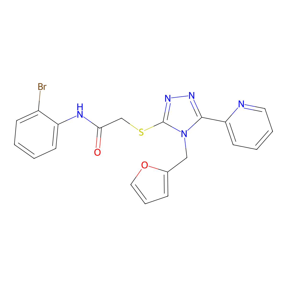 N-(2-bromophenyl)-2-{[4-(furan-2-ylmethyl)-5-(pyridin-2-yl)-4H-1,2,4-triazol-3-yl]sulfanyl}acetamide molecular structure, CAS 740813-84-7