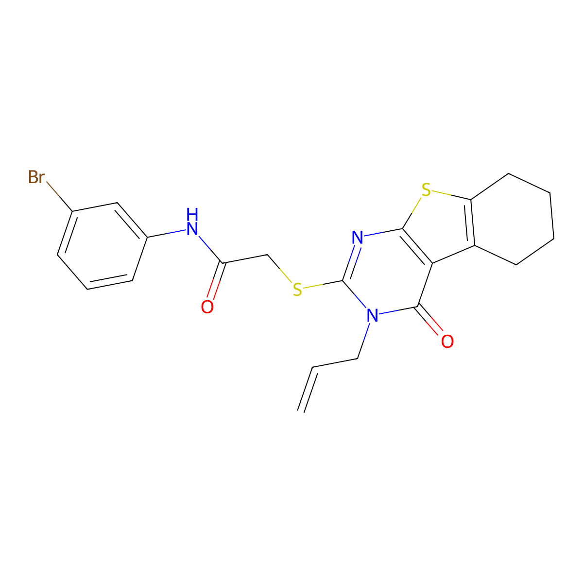 N-(3-bromophenyl)-2-{[4-oxo-3-(prop-2-en-1-yl)-3,4,5,6,7,8-hexahydro[1]benzothieno[2,3-d]pyrimidin-2-yl]sulfanyl}acetamide molecular structure, CAS 740814-43-1