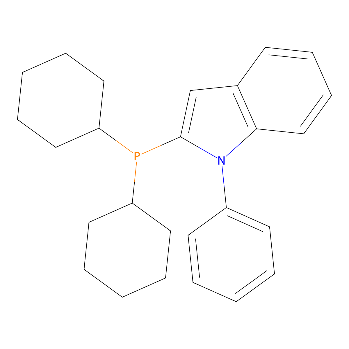 2-(Dicyclohexylphosphino)-1-phenyl-1H-indole molecular structure, CAS 740815-36-5