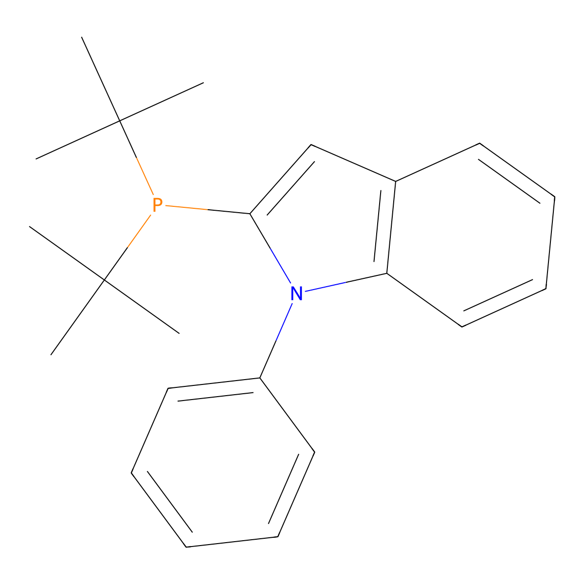 2-(Di-tert-butylphosphino)-1-phenyl-1H-indole , 2-(Di-tert-butylphosphino)-1-phenyl-1H-indole molecular structure, CAS 740815-37-6
