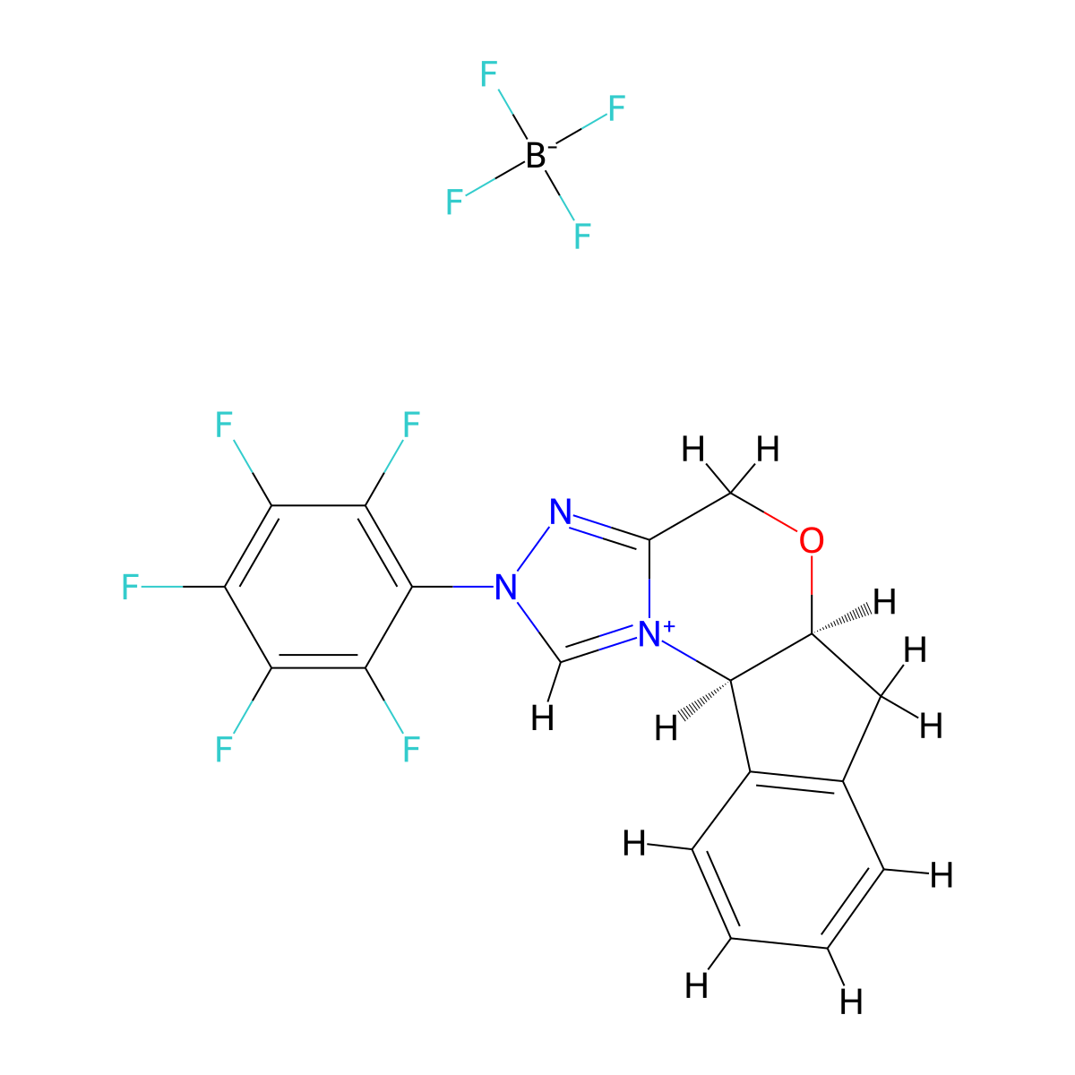 (5aS,10bR)-2-(Perfluorophenyl)-4,5a,6,10b-tetrahydro-2H-indeno[2,1-b][1,2,4]triazolo[4,3-d][1,4]oxazin-11-ium tetrafluoroborate molecular structure, CAS 740816-14-2
