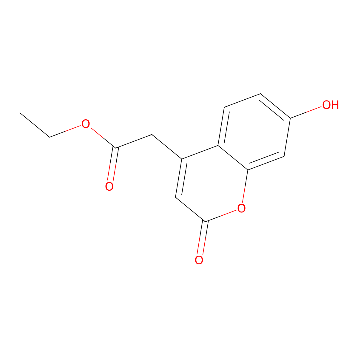 2H-1-Benzopyran-4-acetic acid, 7-hydroxy-2-oxo-, ethyl ester molecular structure, CAS 74083-58-2