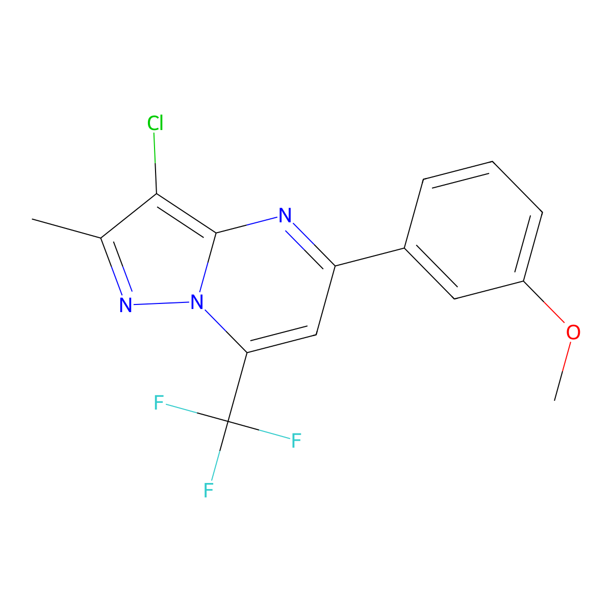 3-Chloro-5-(3-methoxyphenyl)-2-methyl-7-(trifluoromethyl)pyrazolo[1,5-a]pyrimidine molecular structure, CAS 740837-57-4