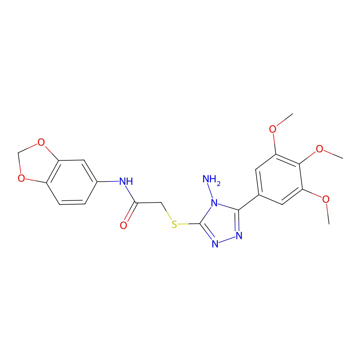 2-{[4-amino-5-(3,4,5-trimethoxyphenyl)-4H-1,2,4-triazol-3-yl]sulfanyl}-N-(1,3-benzodioxol-5-yl)acetamide molecular structure, CAS 740837-75-6