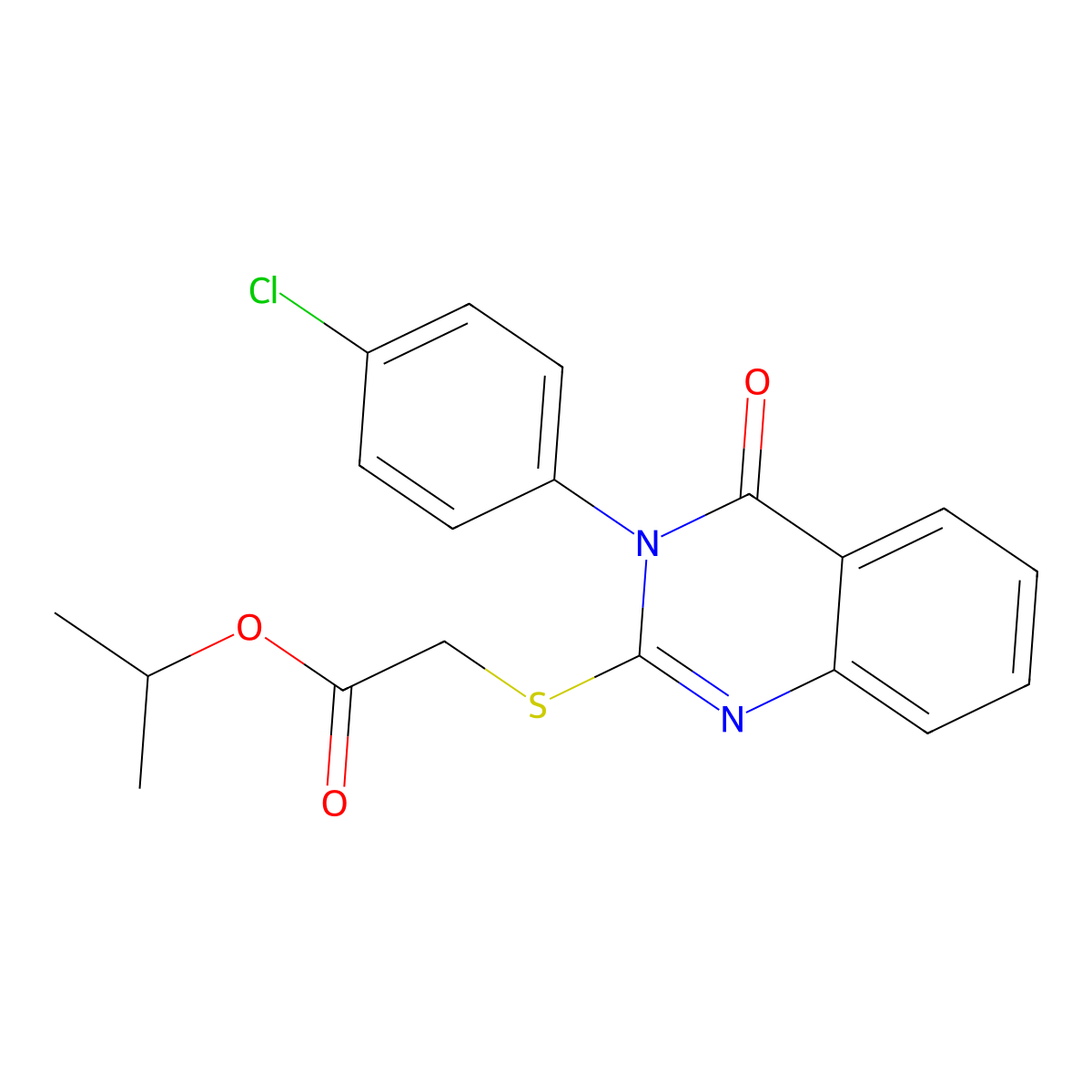 Isopropyl ((3-(4-chlorophenyl)-4-oxo-3,4-dihydro-2-quinazolinyl)thio)acetate molecular structure, CAS 740837-79-0