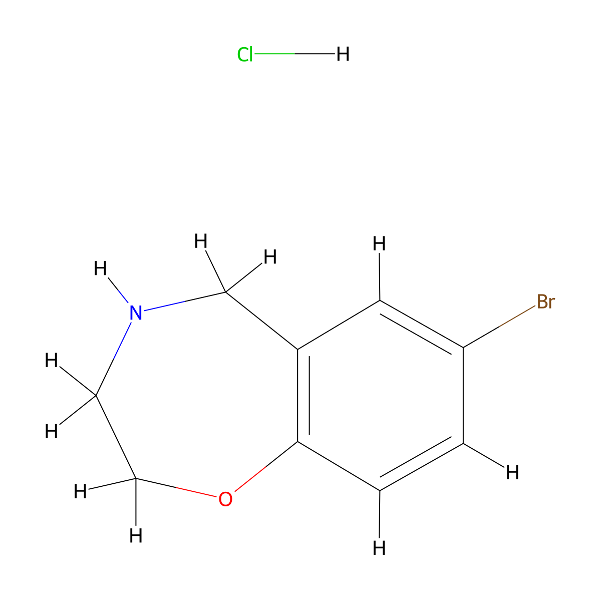 7-Bromo-2,3,4,5-tetrahydro-1,4-benzoxazepine hydrochloride molecular structure, CAS 740842-72-2
