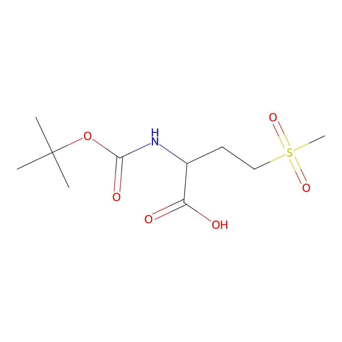 (2R)-2-(((tert-butoxy)carbonyl)amino)-4-methanesulfonylbutanoic acid molecular structure, CAS 74086-45-6