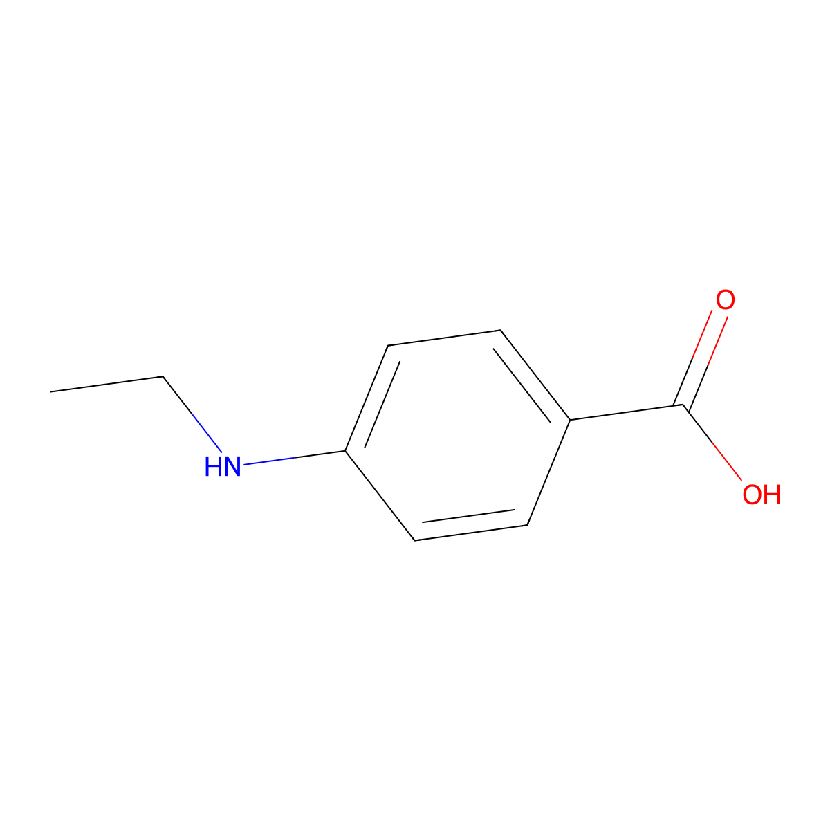 4-(Ethylamino)benzoic acid molecular structure, CAS 7409-09-8