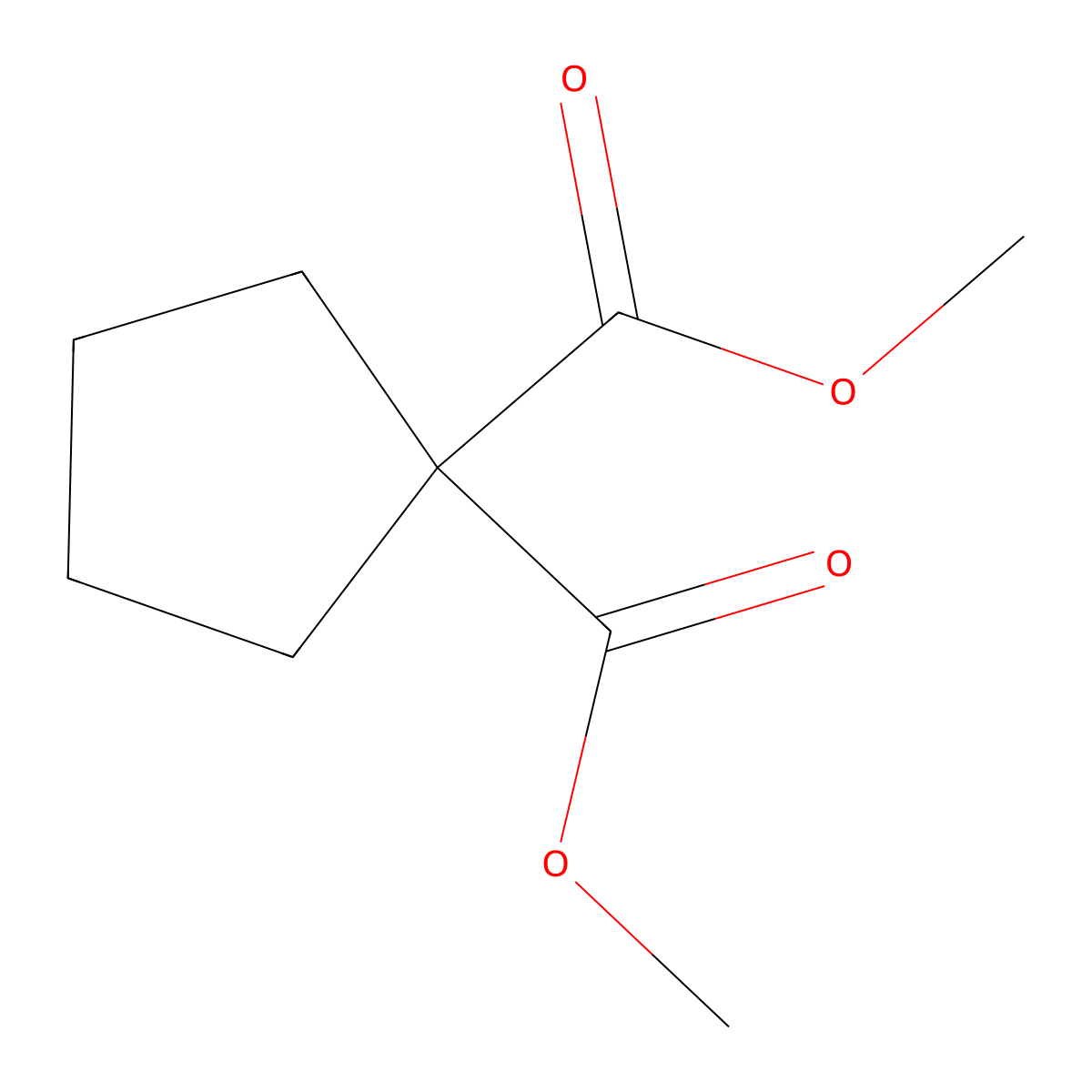 Dimethyl cyclopentane-1,1-dicarboxylate molecular structure, CAS 74090-15-6