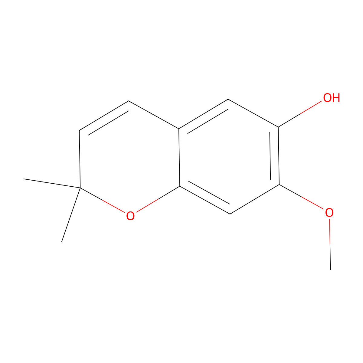 2H-1-Benzopyran-6-ol, 7-methoxy-2,2-dimethyl- molecular structure, CAS 74094-51-2