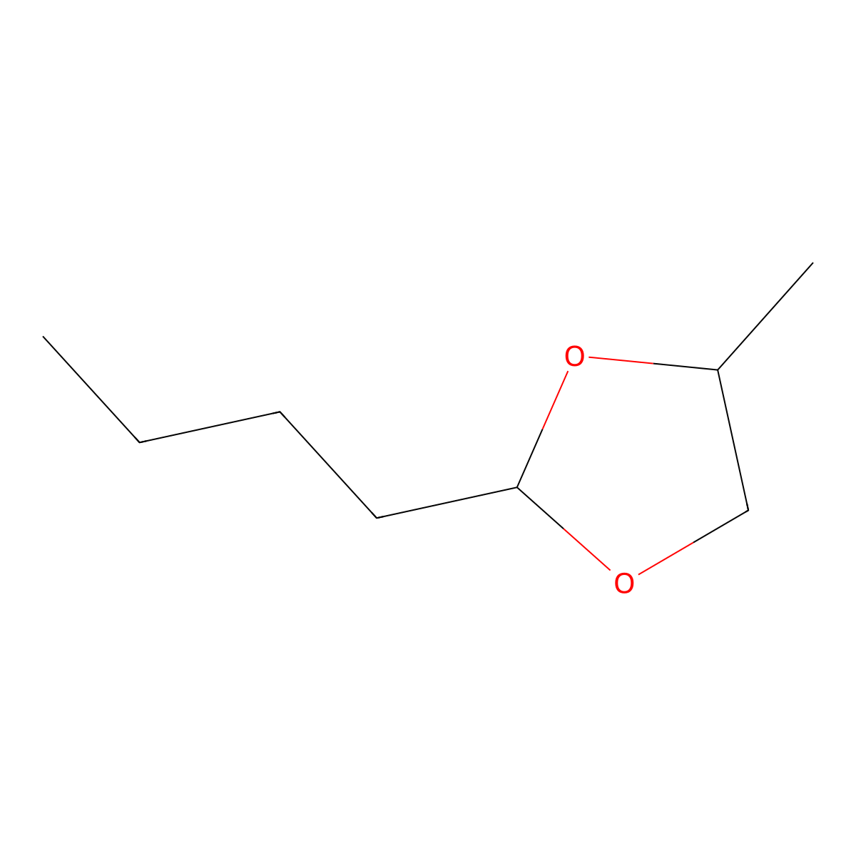 Valeraldehyde propyleneglycol acetal molecular structure, CAS 74094-60-3