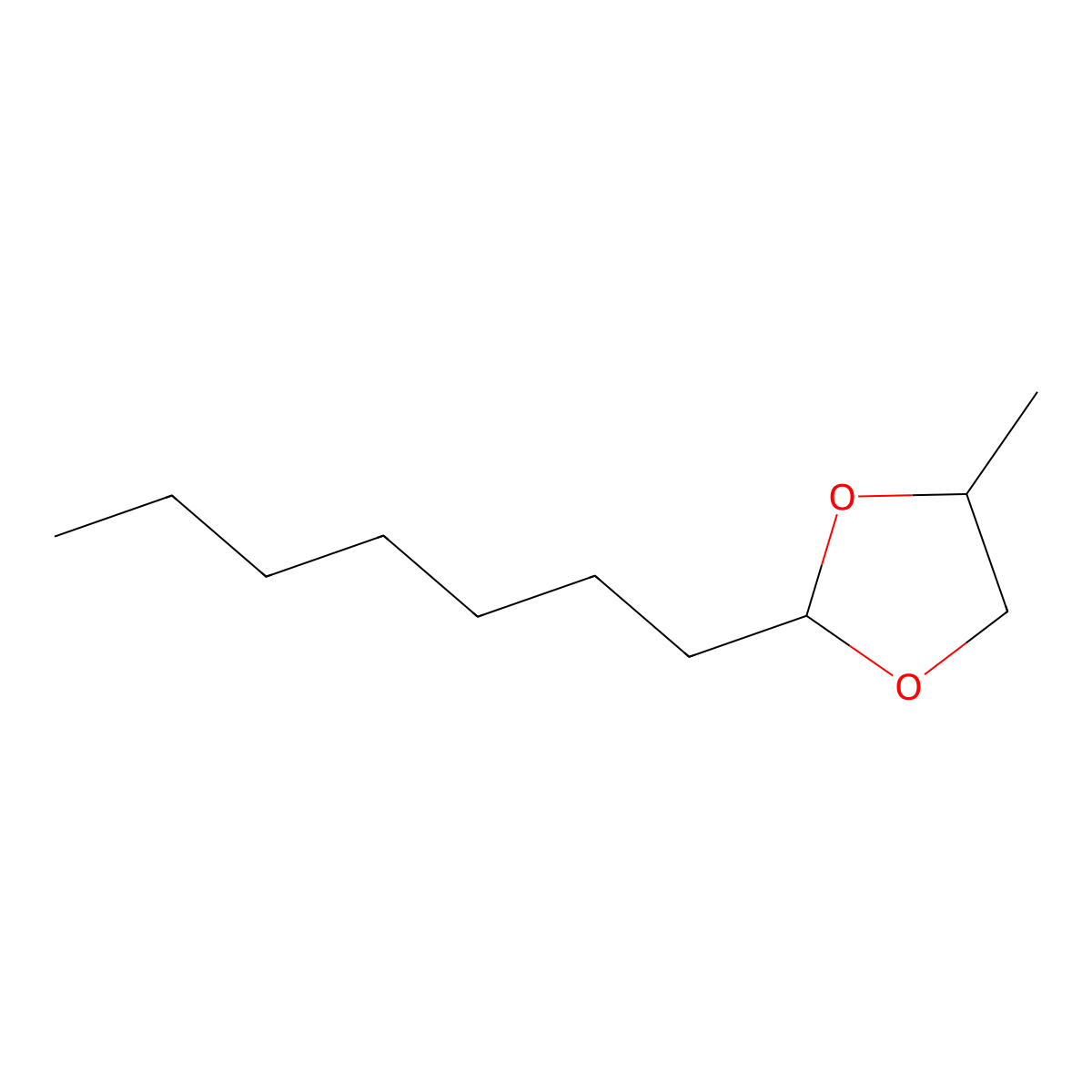 Octanal propyleneglycol acetal molecular structure, CAS 74094-61-4