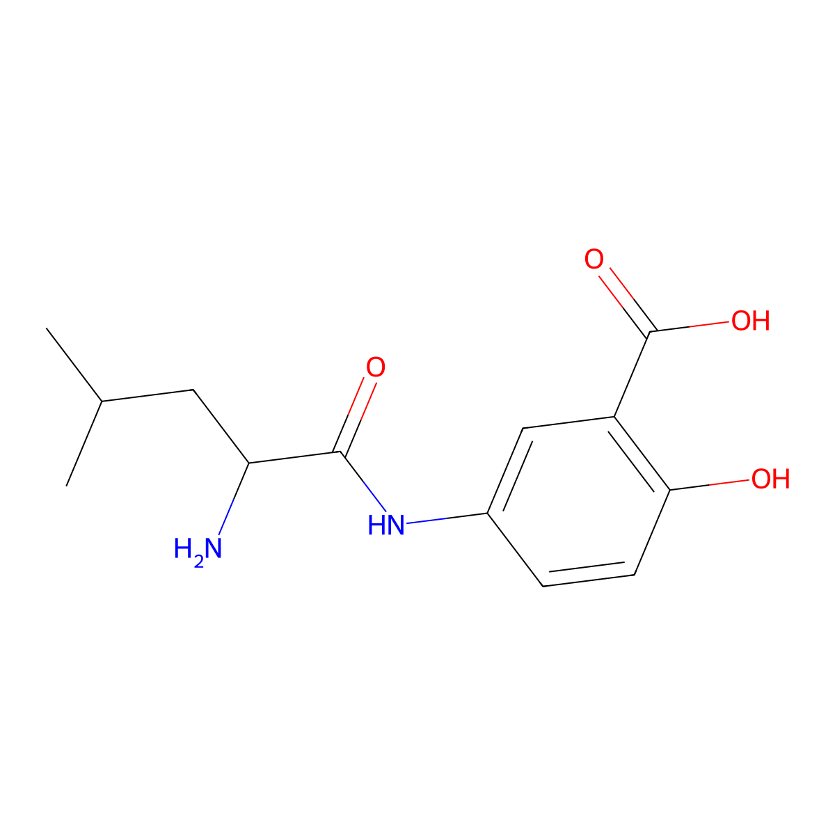 Leucyl-3-carboxy-4-hydroxyanilide molecular structure, CAS 74095-38-8