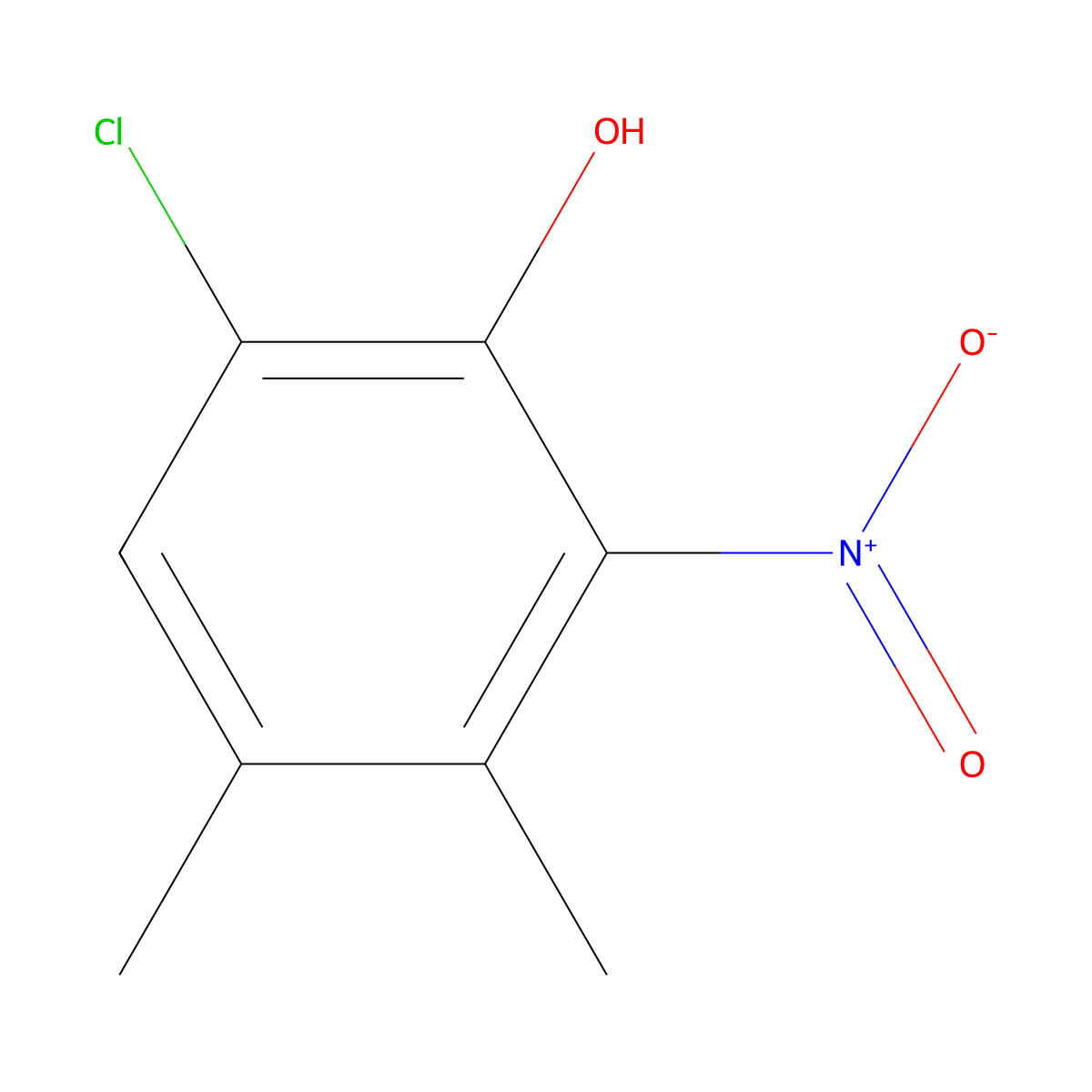 6-Chloro-3,4-dimethyl-2-nitrophenol molecular structure, CAS 74098-29-6