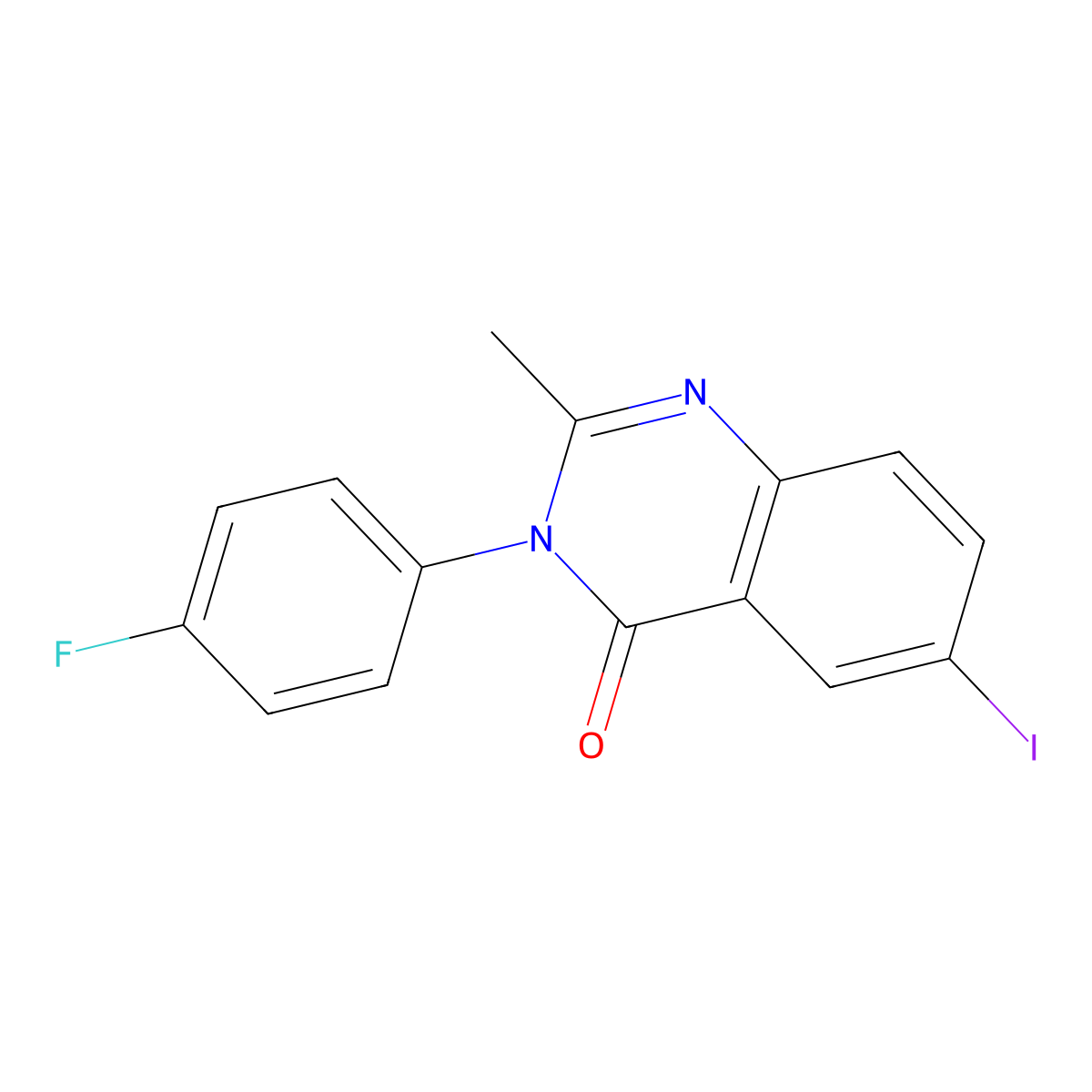 4(3H)-Quinazolinone, 3-(4-fluorophenyl)-6-iodo-2-methyl- molecular structure, CAS 74101-56-7