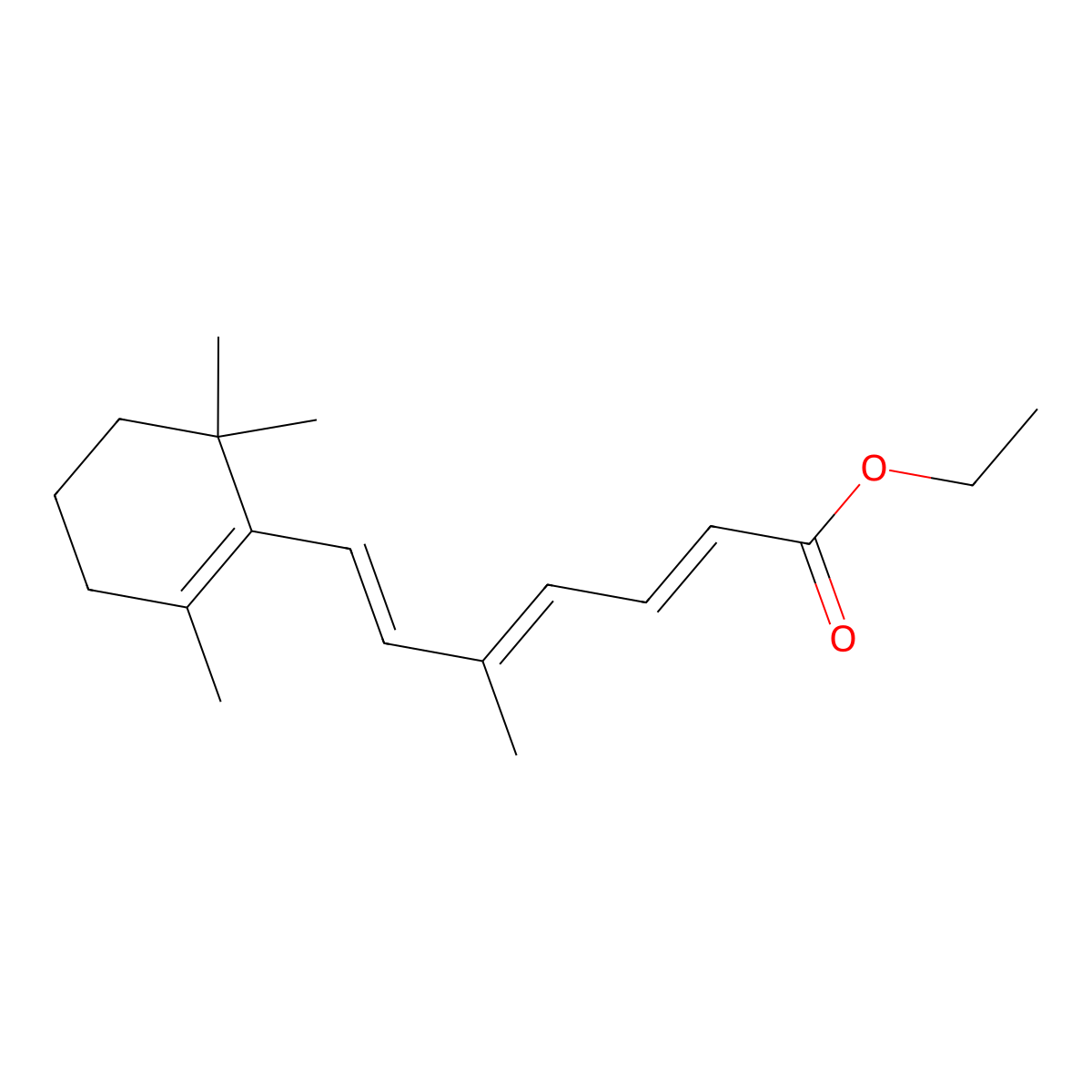ethyl (2E,4E,6E)-5-methyl-7-(2,6,6-trimethylcyclohex-1-en-1-yl)hepta-2,4,6-trienoate molecular structure, CAS 74109-37-8