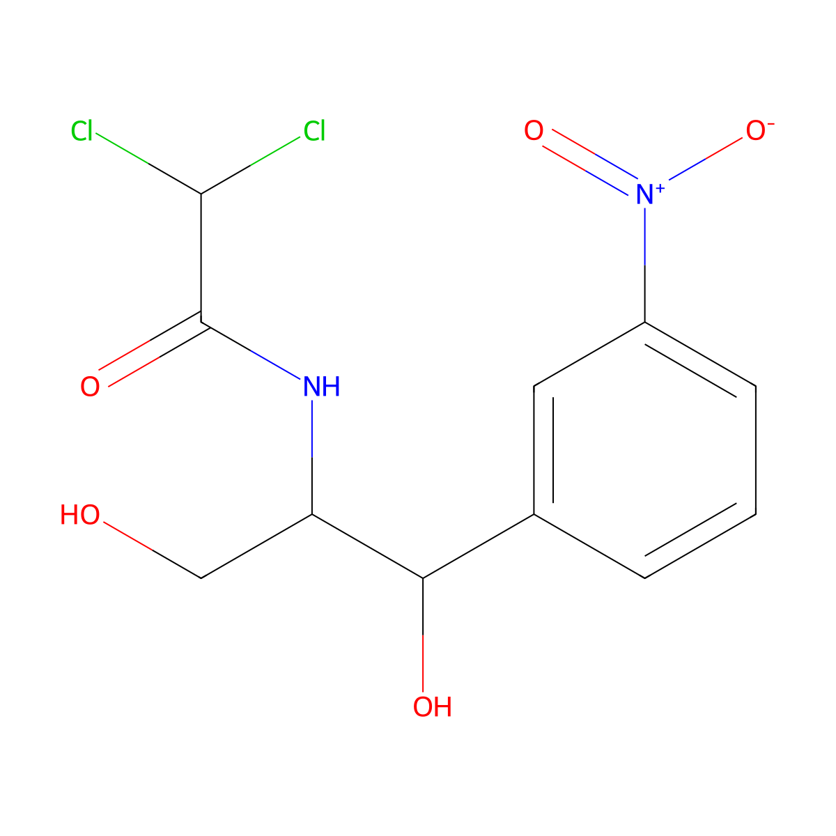 M-Chloramphenicol molecular structure, CAS 7411-65-6