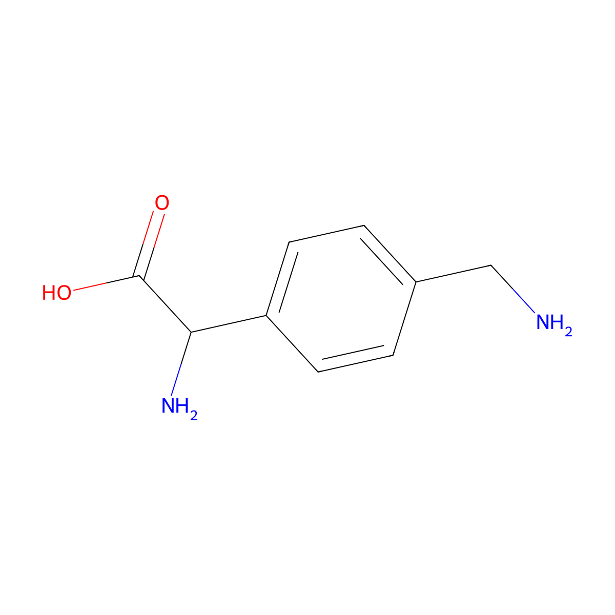 2-Amino-2-[4-(aminomethyl)phenyl]acetic acid molecular structure, CAS 741201-22-9