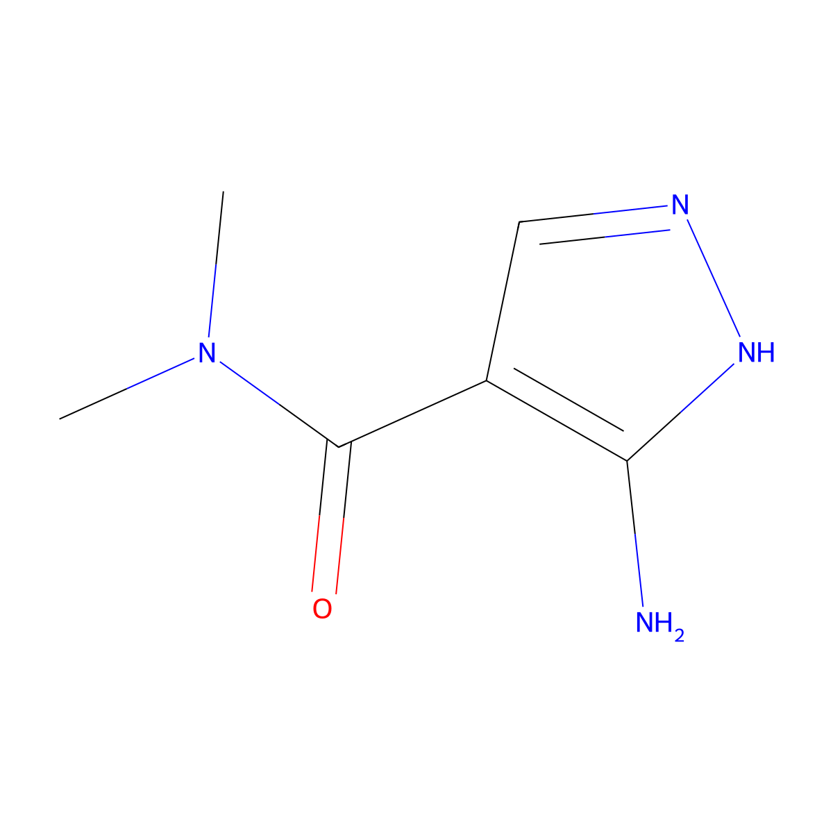 5-amino-N,N-dimethyl-1H-pyrazole-4-carboxamide molecular structure, CAS 741209-40-5