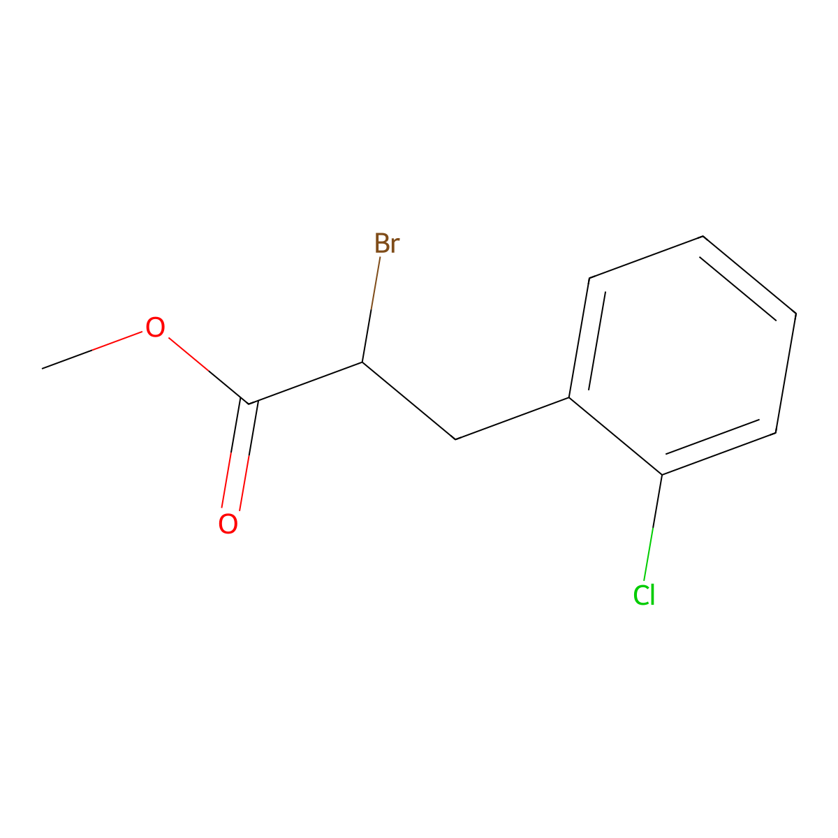 Methyl 2-bromo-3-(2-chlorophenyl)propanoate molecular structure, CAS 74124-85-9