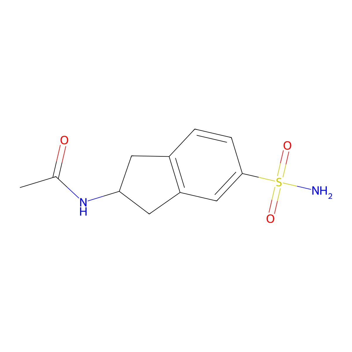 N-(5-sulfamoyl-2,3-dihydro-1H-inden-2-yl)acetamide molecular structure, CAS 74124-93-9