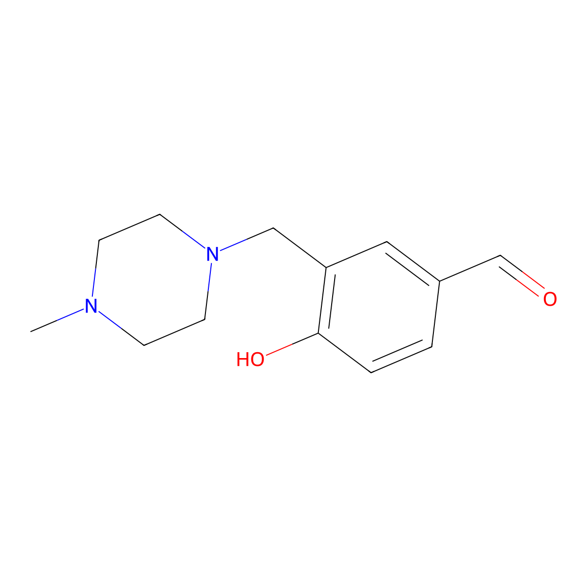 4-Hydroxy-3-[(4-methylpiperazin-1-yl)methyl]benzaldehyde molecular structure, CAS 741252-05-1