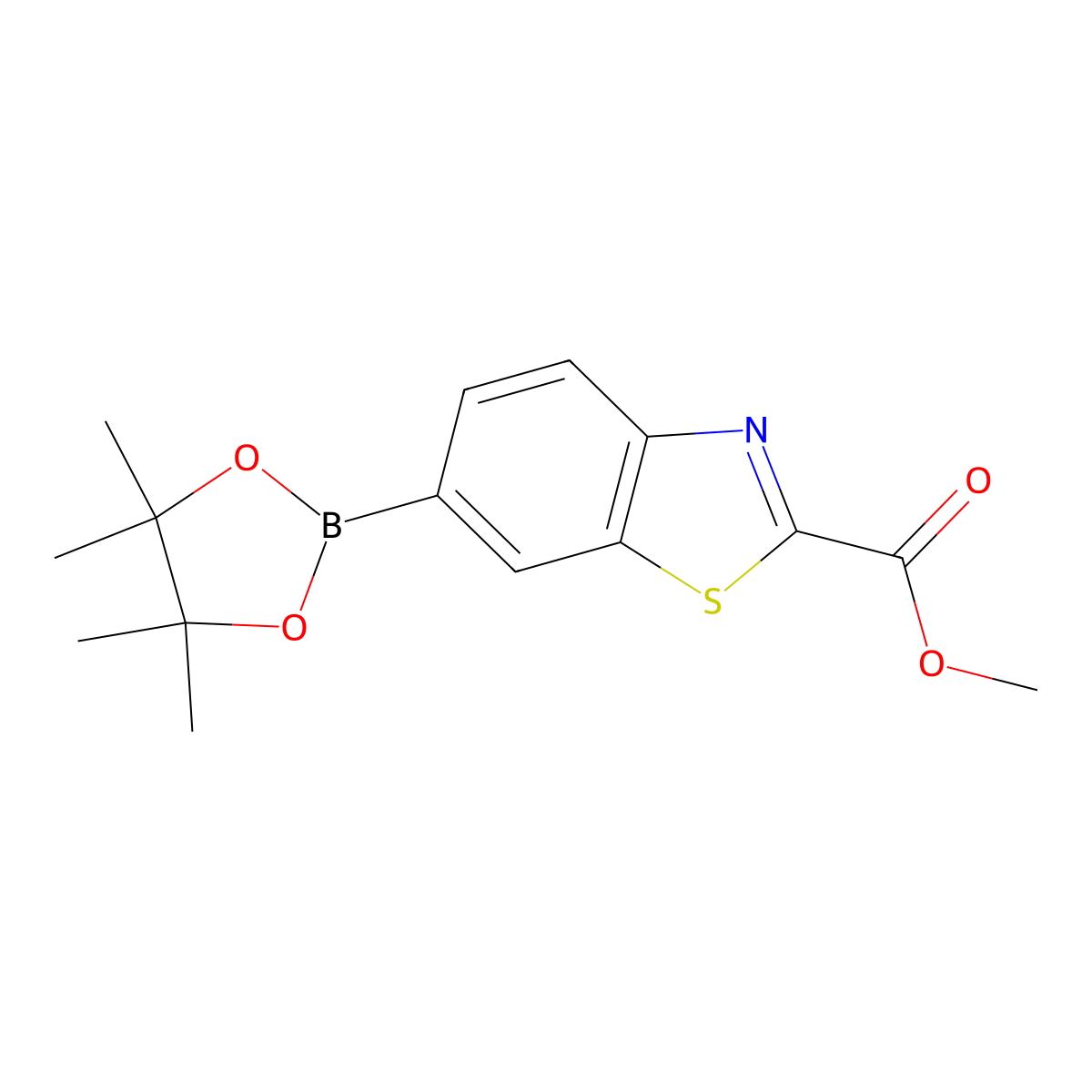 Methyl 6-(4,4,5,5-tetramethyl-1,3,2-dioxaborolan-2-YL)benzo[D]thiazole-2-carboxylate molecular structure, CAS 741252-95-9