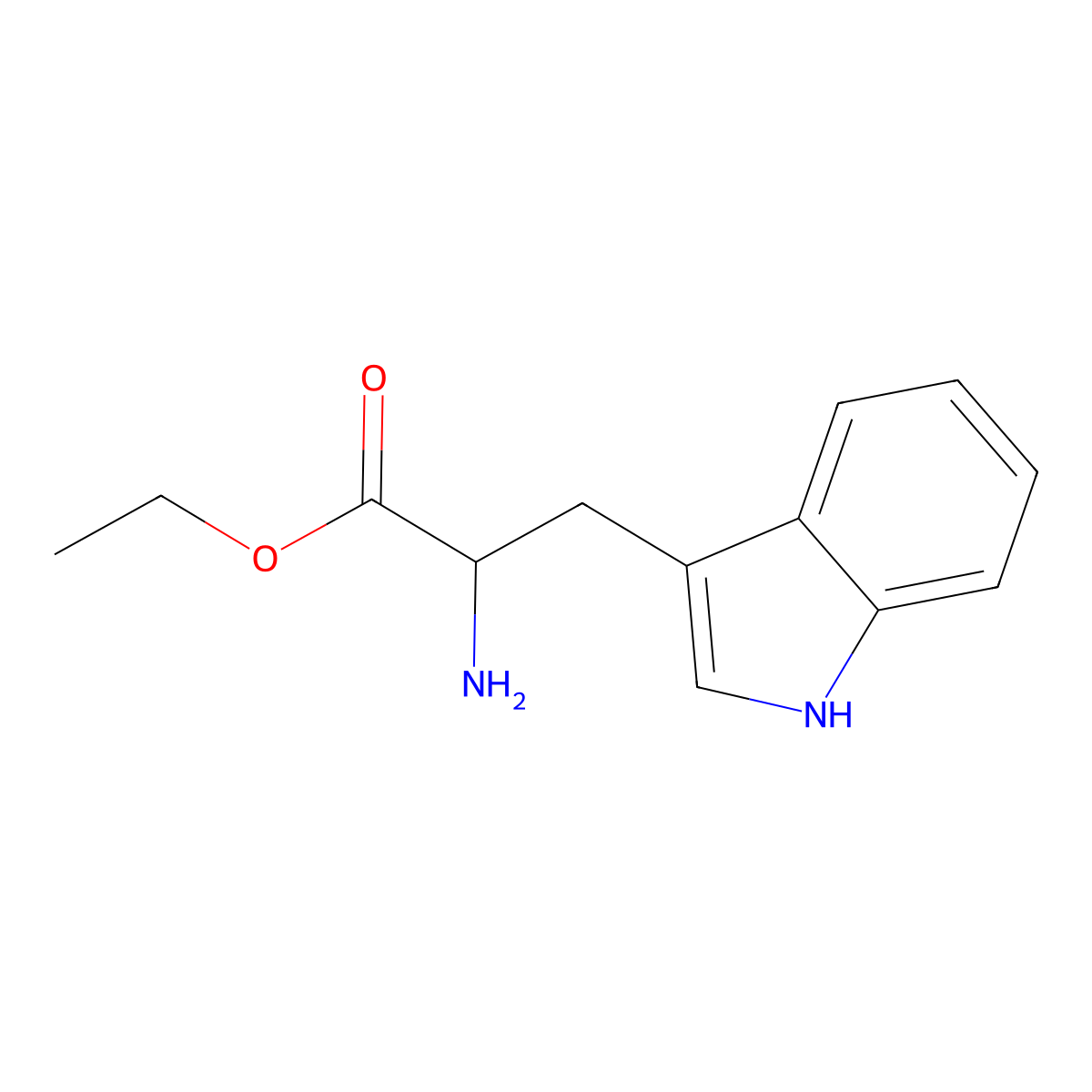 ethyl (2R)-2-amino-3-(1H-indol-3-yl)propanoate molecular structure, CAS 74126-25-3