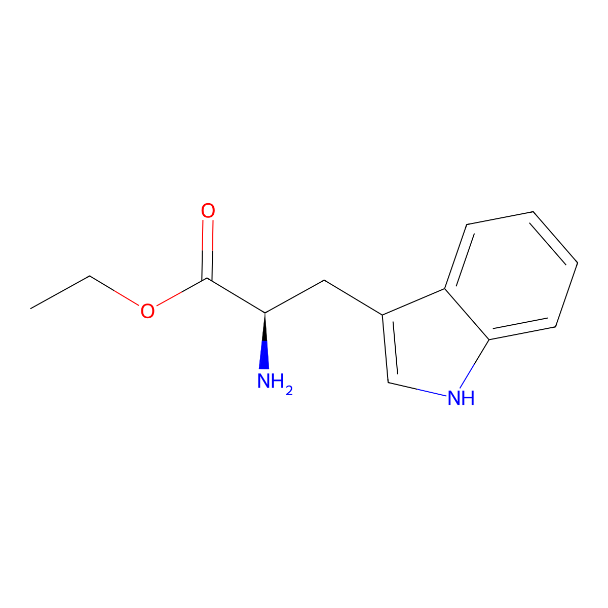 ethyl (2R)-2-amino-3-(1H-indol-3-yl)propanoate molecular structure, CAS 74126-25-3