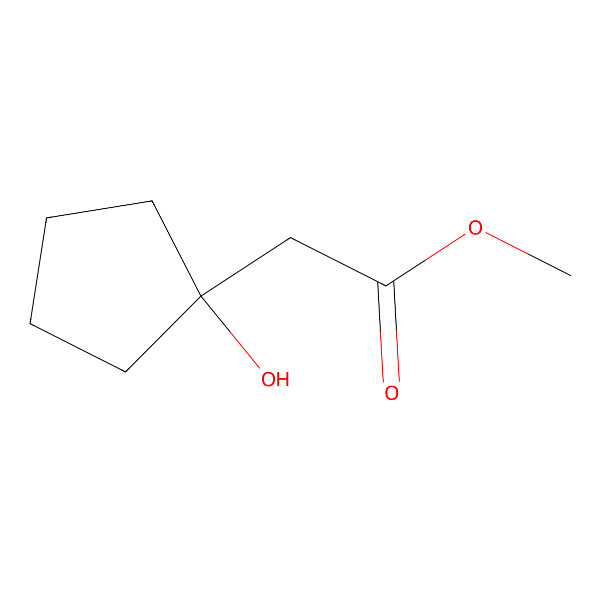 Methyl 1-hydroxycyclopentaneacetate molecular structure, CAS 74126-52-6