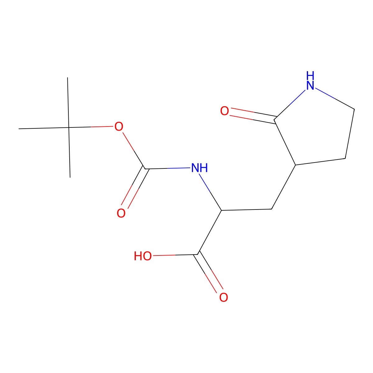 (S)-2-((tert-Butoxycarbonyl)amino)-3-((S)-2-oxopyrrolidin-3-yl)propanoic acid molecular structure, CAS 741267-75-4