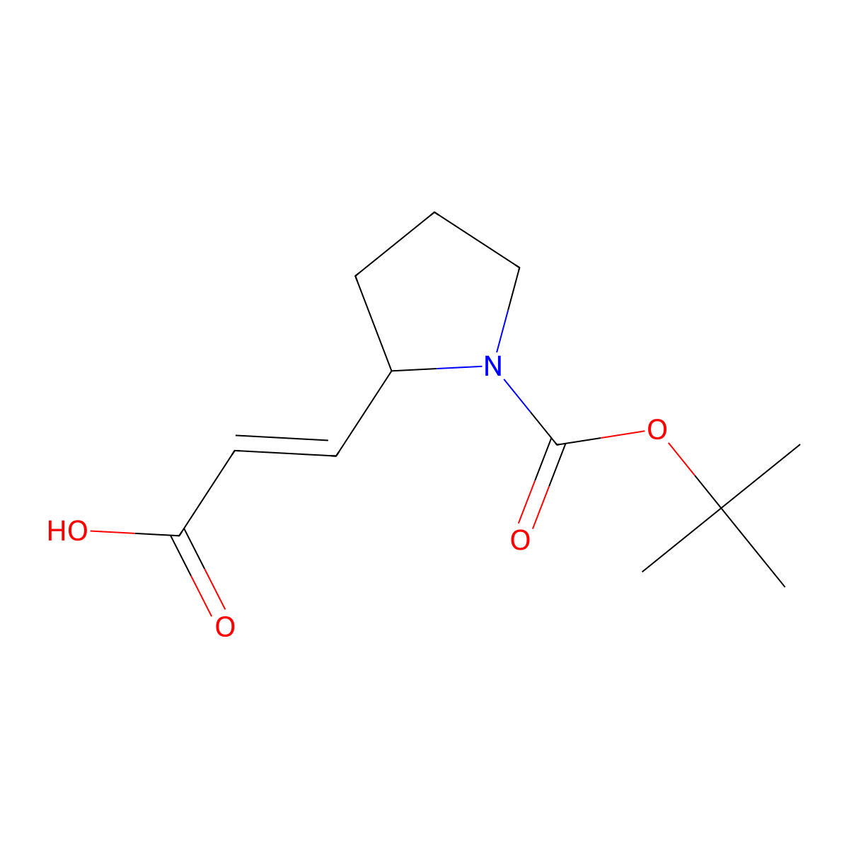 (2E)-3-{1-[(tert-butoxy)carbonyl]pyrrolidin-2-yl}prop-2-enoic acid molecular structure, CAS 741269-02-3