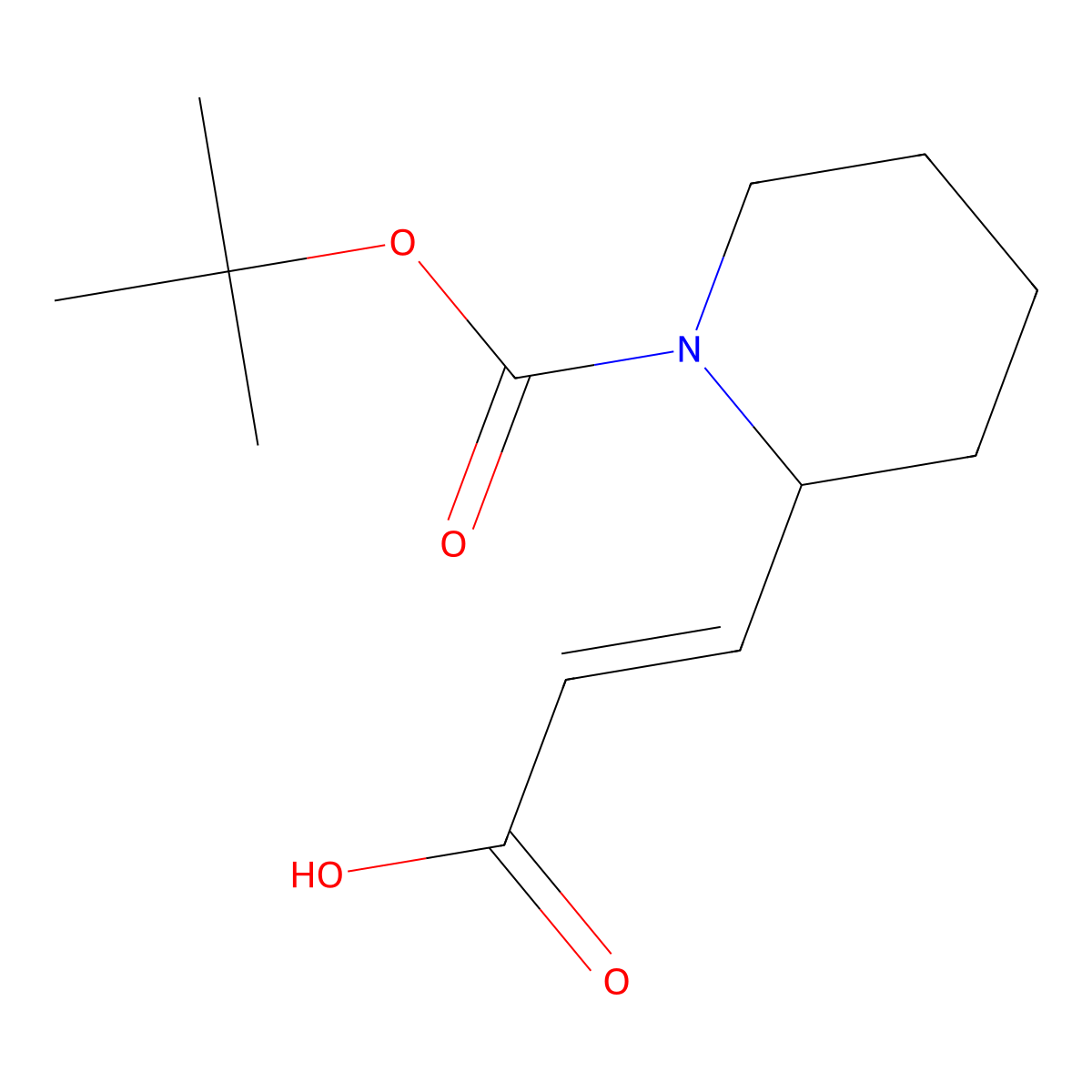 (E)-3-(1-(tert-Butoxycarbonyl)piperidin-2-yl)acrylic acid molecular structure, CAS 741269-08-9