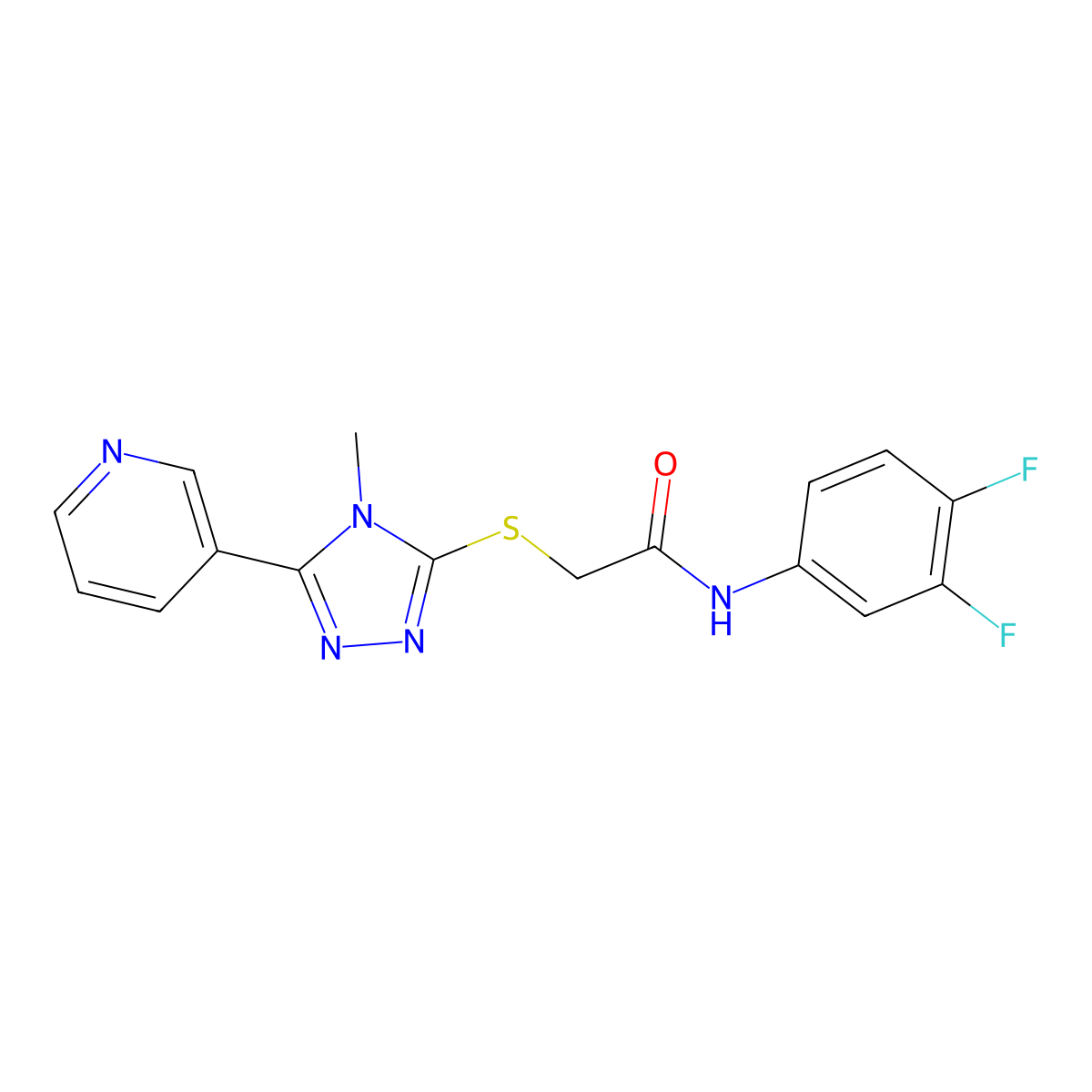 N-(3,4-difluorophenyl)-2-{[4-methyl-5-(pyridin-3-yl)-4H-1,2,4-triazol-3-yl]sulfanyl}acetamide molecular structure, CAS 741273-08-5
