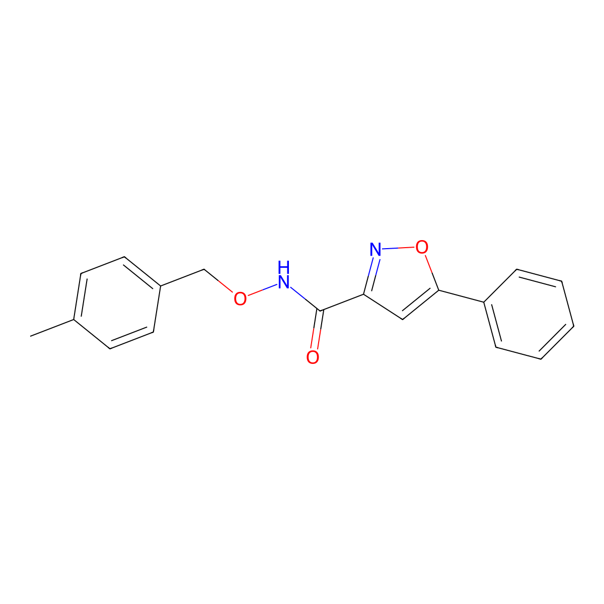 N-[(4-methylphenyl)methoxy]-5-phenyl-1,2-oxazole-3-carboxamide molecular structure, CAS 741274-62-4