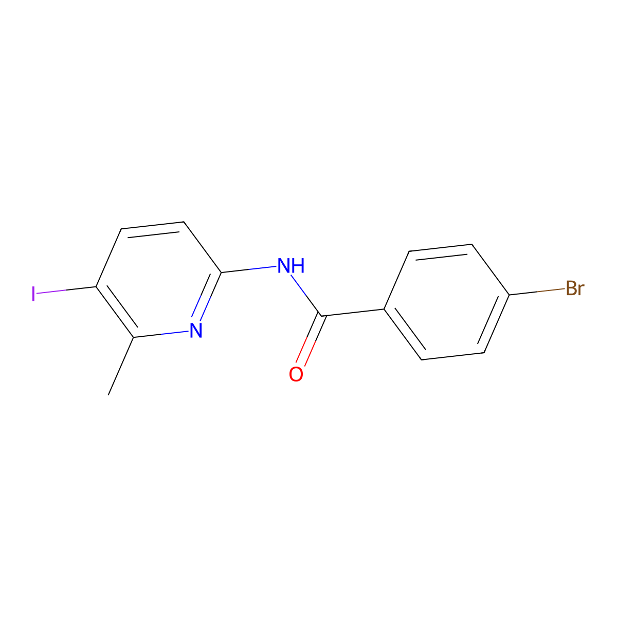 4-bromo-N-(5-iodo-6-methylpyridin-2-yl)benzamide molecular structure, CAS 741275-04-7