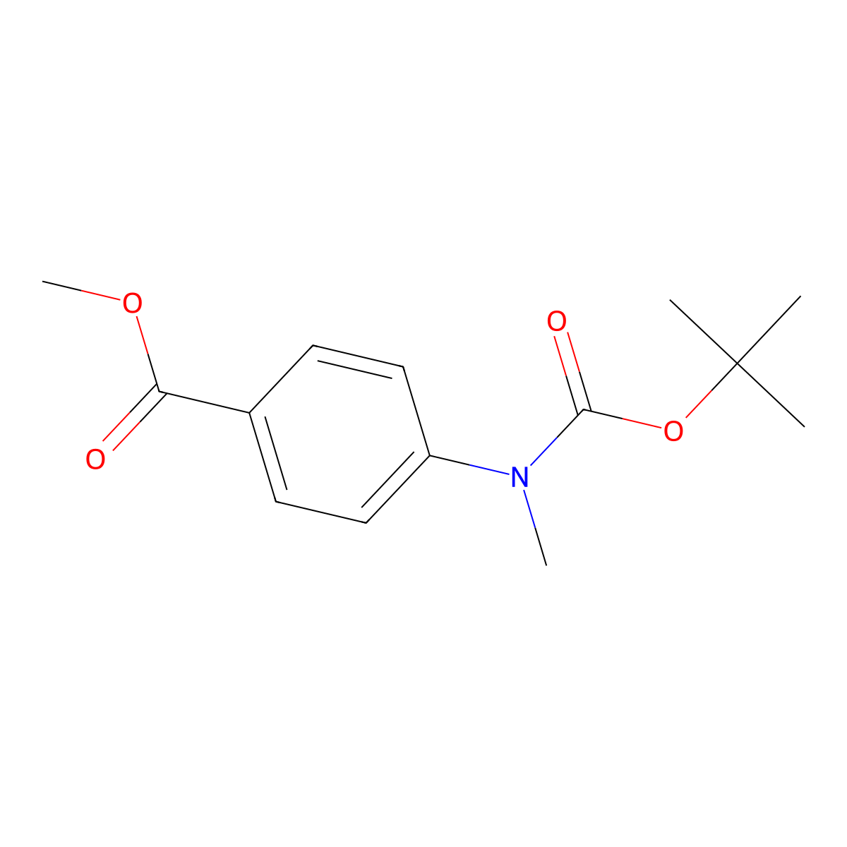 Methyl 4-(tert-butoxycarbonyl(methyl)amino)benzoate molecular structure, CAS 741275-29-6