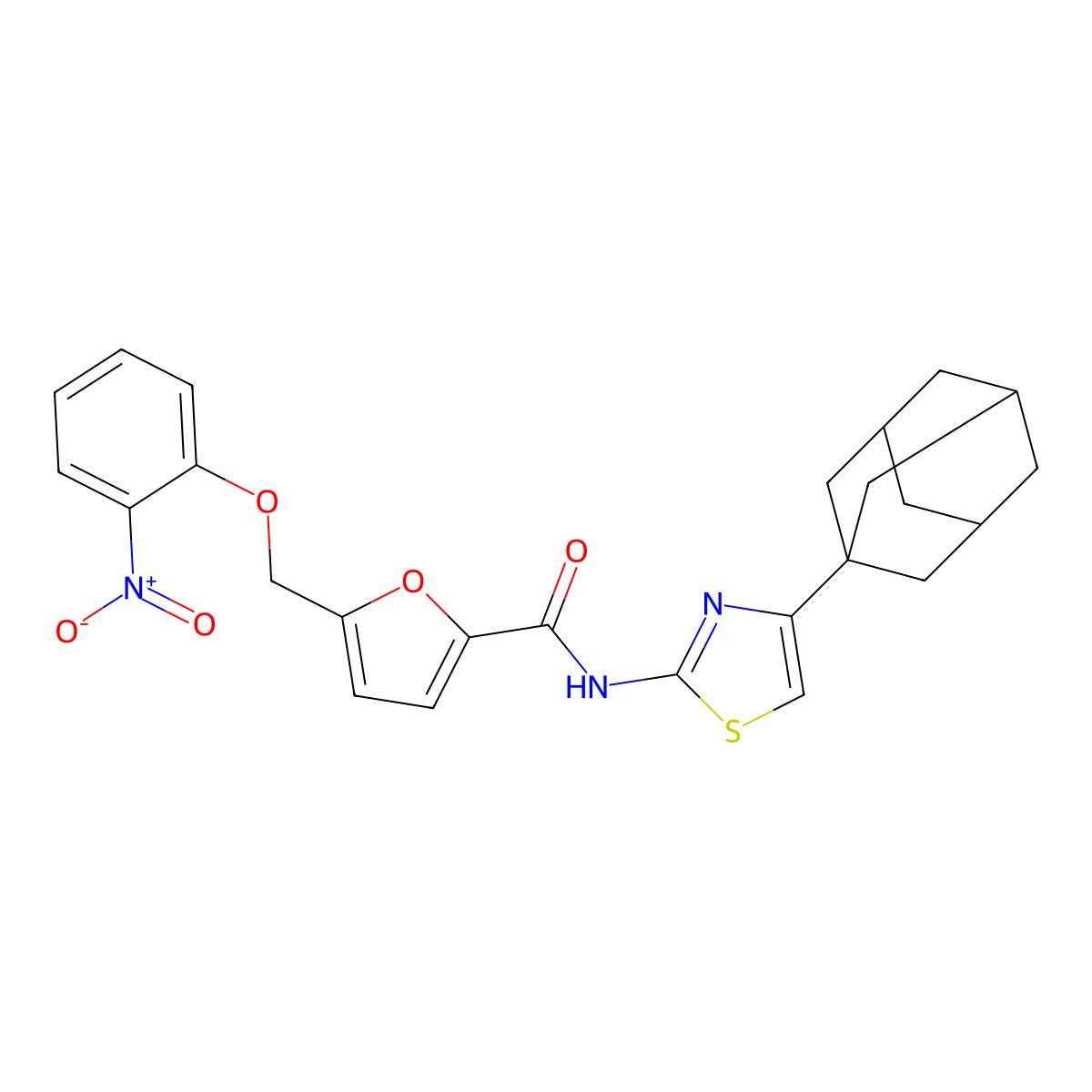 N-[4-(1-adamantyl)-1,3-thiazol-2-yl]-5-[(2-nitrophenoxy)methyl]furan-2-carboxamide molecular structure, CAS 741280-03-5
