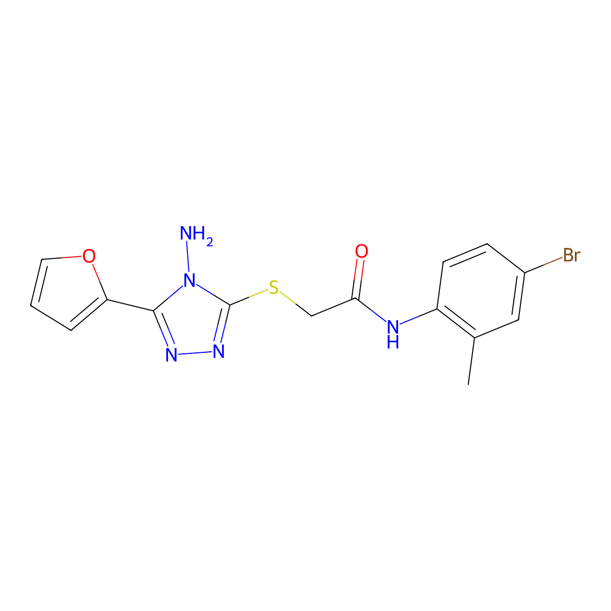 2-{[4-amino-5-(furan-2-yl)-4H-1,2,4-triazol-3-yl]sulfanyl}-N-(4-bromo-2-methylphenyl)acetamide molecular structure, CAS 741286-68-0