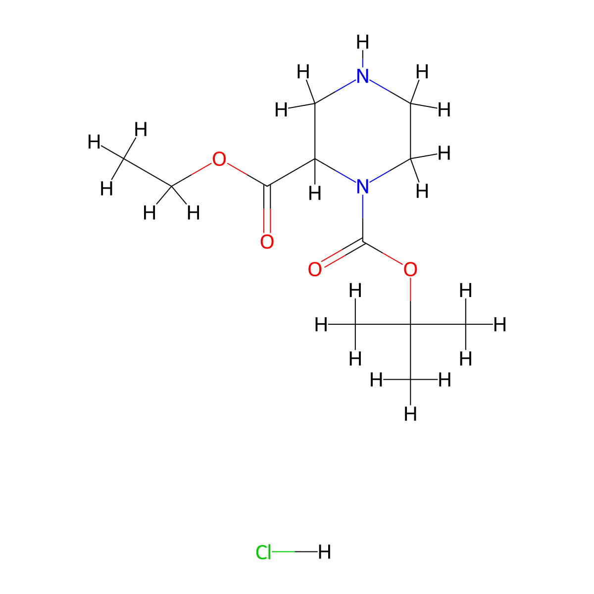 Ethyl 1-boc-piperazine-2-carboxylate hydrochloride molecular structure, CAS 741288-80-2