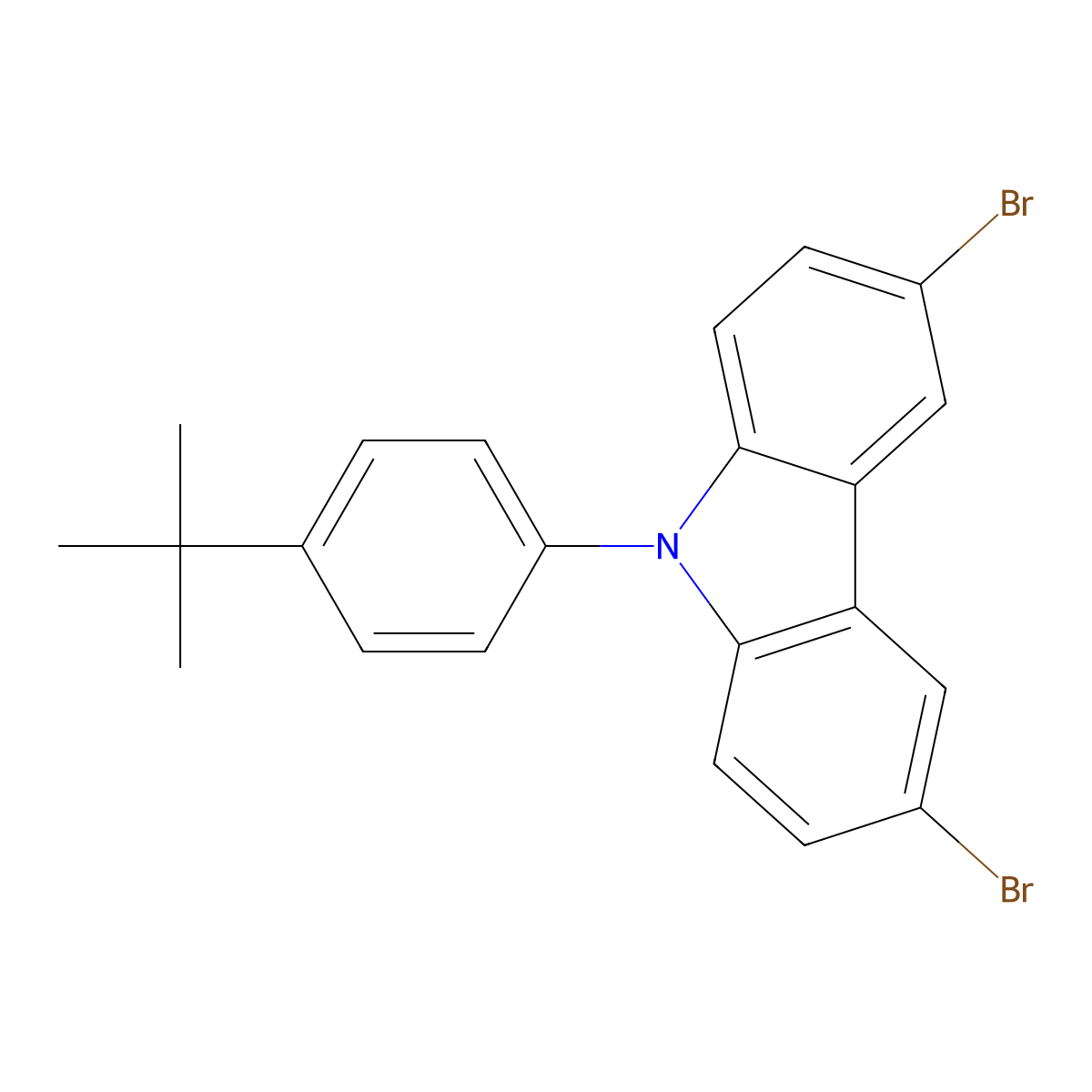3,6-Dibromo-9-(4-tert-butylphenyl)-9H-carbazole molecular structure, CAS 741293-42-5