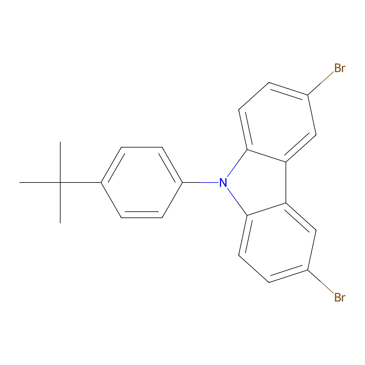 3,6-Dibromo-9-(4-tert-butylphenyl)-9H-carbazole molecular structure, CAS 741293-42-5