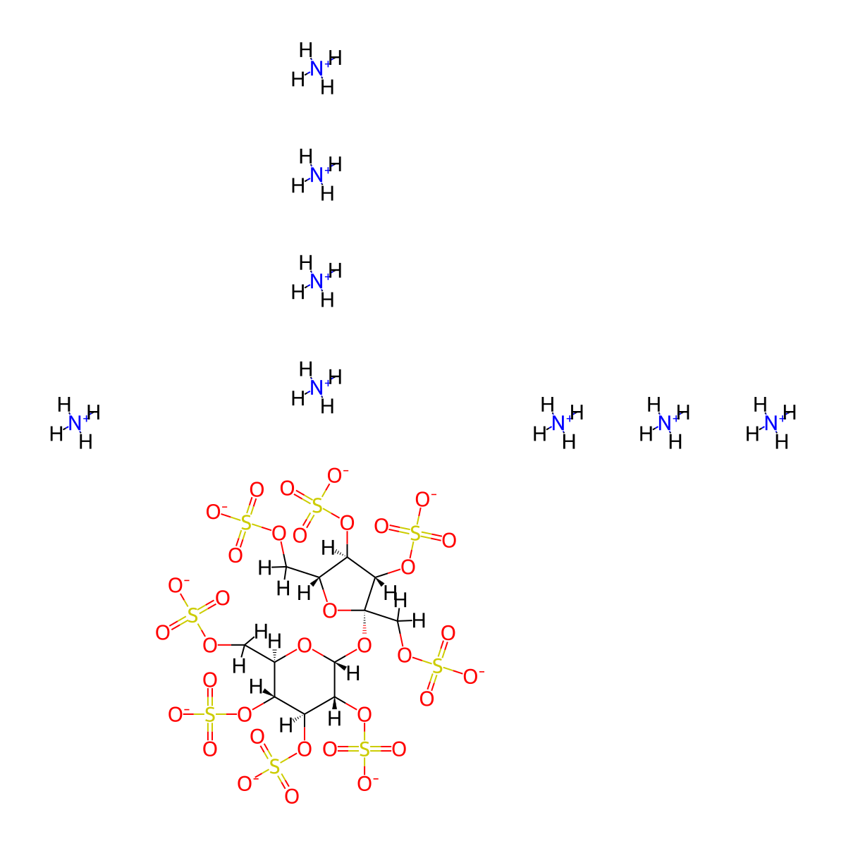 Sucrosofate ammonium molecular structure, CAS 74135-13-0