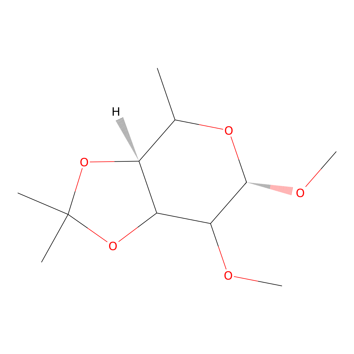 Methyl 6-Deoxy-2-O-methyl-3,4-O-isopropylidene-alpha-D-galactopyranoside molecular structure, CAS 74135-23-2