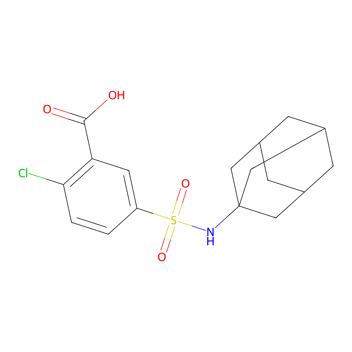 5-(1-Adamantylsulfamoyl)-2-chlorobenzoic acid molecular structure, CAS 74138-24-2