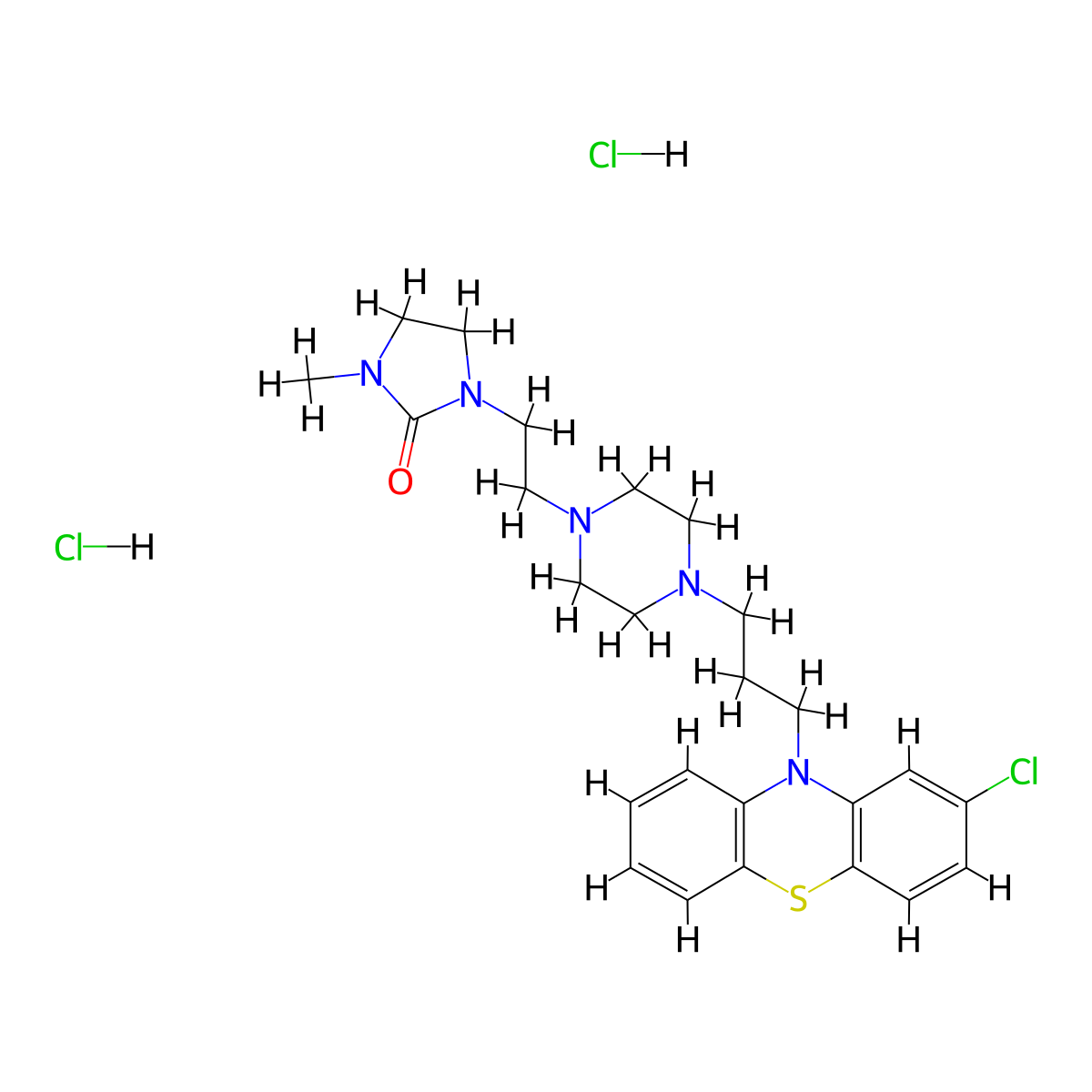 Imiclopazine dihydrochloride molecular structure, CAS 7414-95-1