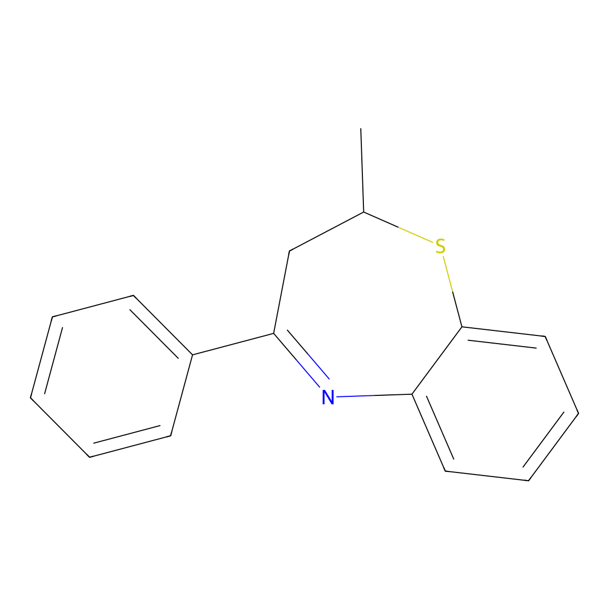 2-Methyl-4-phenyl-2,3-dihydro-1,5-benzothiazepine molecular structure, CAS 74148-61-1