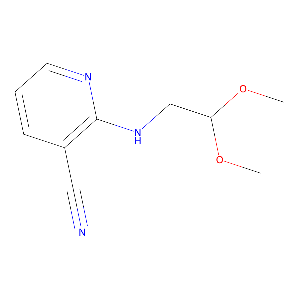 2-[(2,2-Dimethoxyethyl)amino]nicotinonitrile molecular structure, CAS 74149-44-3