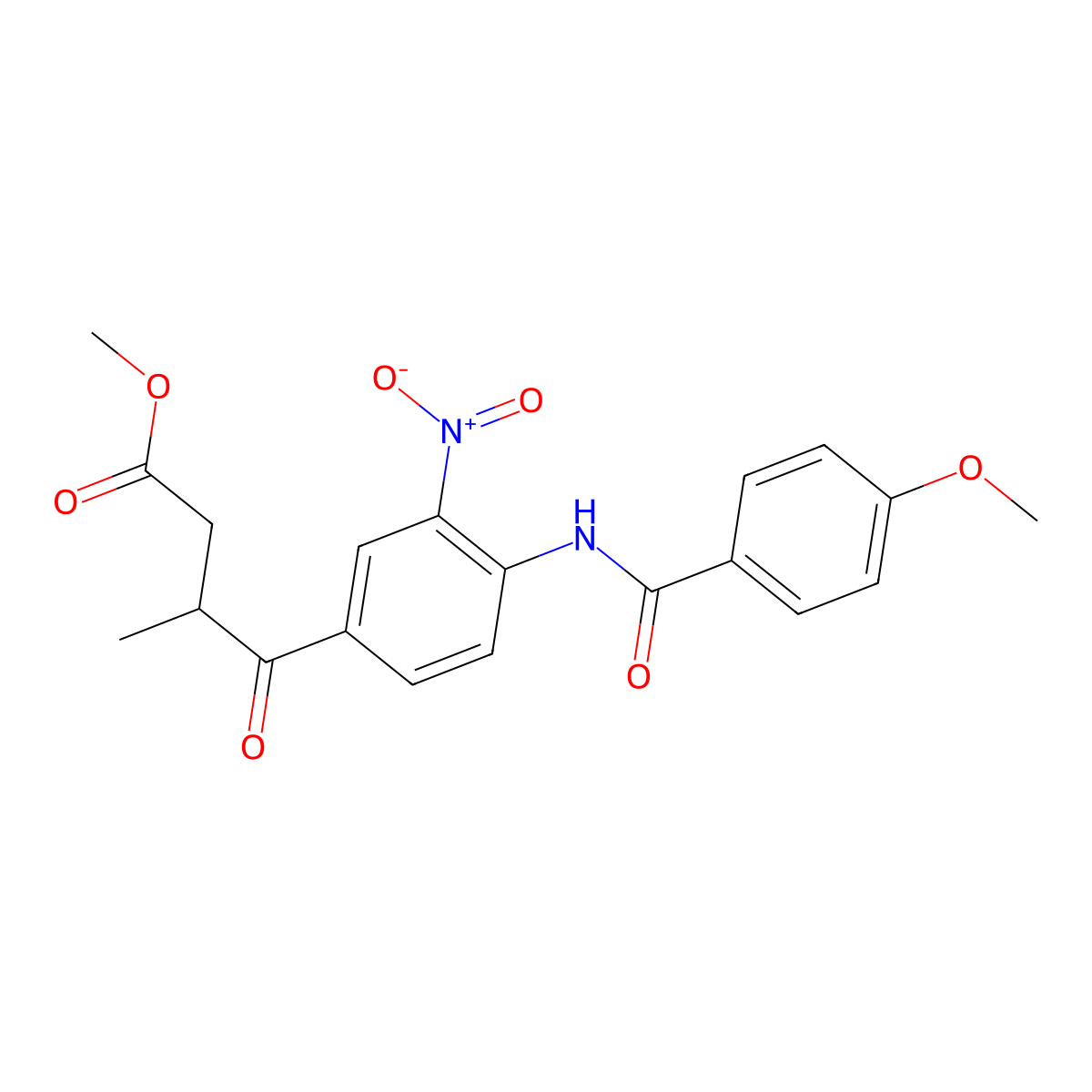 Methyl 4-(4-(4-methoxybenzamido)-3-nitrophenyl)-3-methyl-4-oxobutanoate molecular structure, CAS 74149-72-7