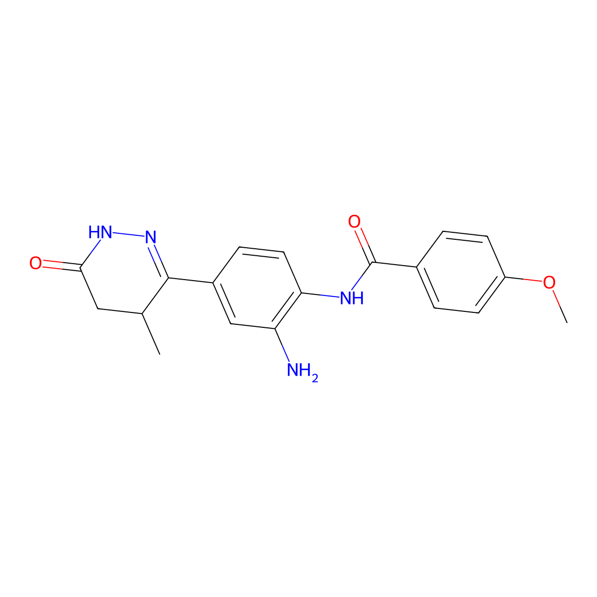 N-(2-Amino-4-(1,4,5,6-tetrahydro-4-methyl-6-oxo-3-pyridazinyl)phenyl)-4-methoxy-benzamide molecular structure, CAS 74149-74-9